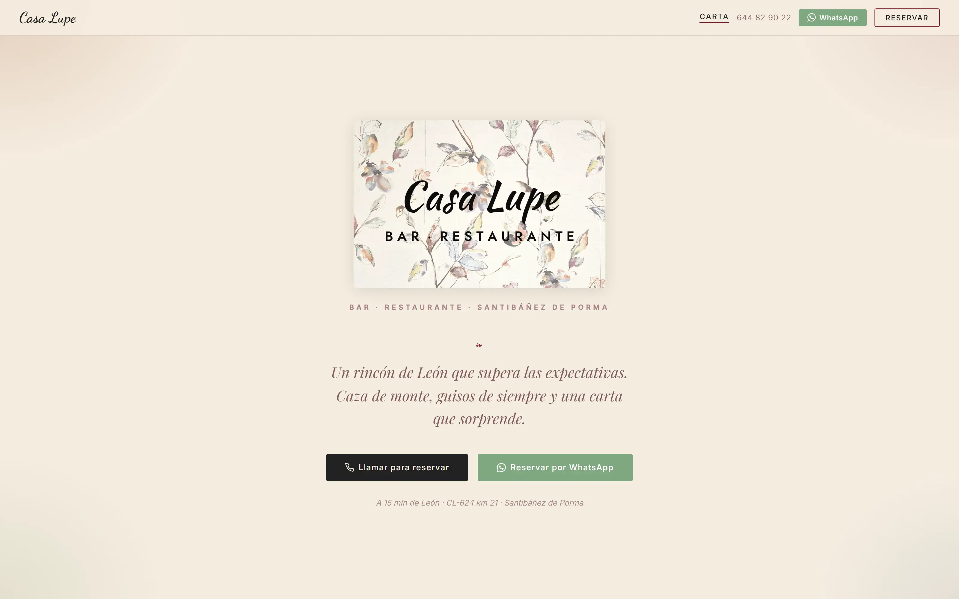Web de Casa Lupe Bar